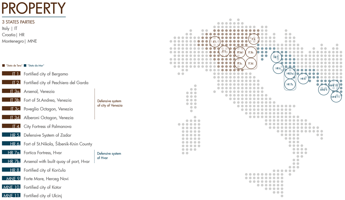 La mappa delle città fortificate della Repubblica Veneziana, oggi parte del patrimonio UNESCO